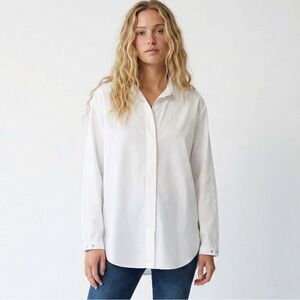 NWT NIC+ZOE White Button Down Shirt Large Moisture Wicking Professional Work